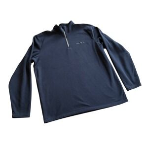 Eddie Bauer Mens Fleece Quarter Zip Pullover Navy Blue Size L